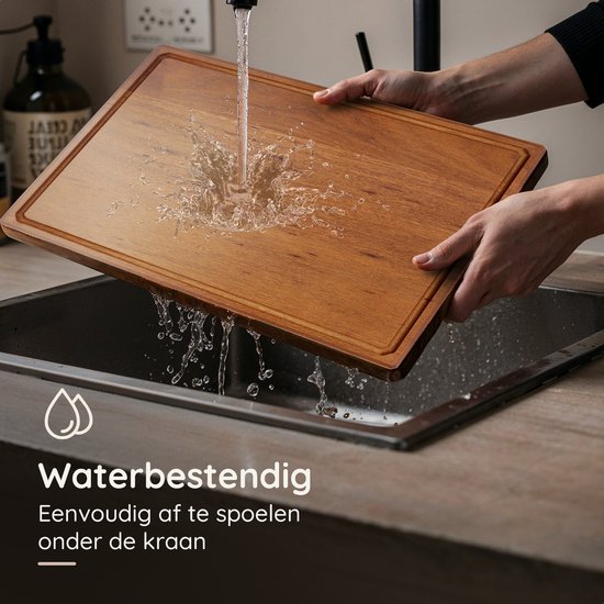 Deleca Walnoot Houten Snijplank - Dubbelzijdig met Sapgeul / Handgrepen - Groot en Dikke Hakblok - Voor Keuken, Duurzame Snijplanken, Serveerplank, Kaasplank, Borrelplank, Tapasplank - Walnoten Hout - Zonder Plastic - 51x38x3.8 cm - 4,32 kg