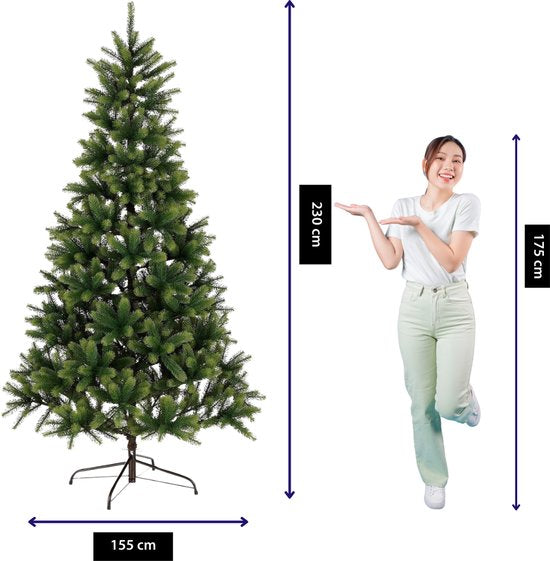 Black Box Trees Toronto Deluxe Kerstboom - Kunstboom met Volle Uitstraling en 1562 Takken - Kerstversiering voor Binnen - Scharnierconstructie voor Snel Opzetten - H230 x Ø155 cm - Groen