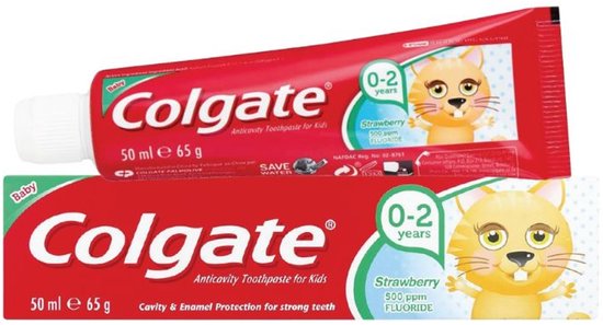 Colgate - Aardbeismaak - Kindertandpasta - Voor 0 tot 2 jaar oud - 50ml