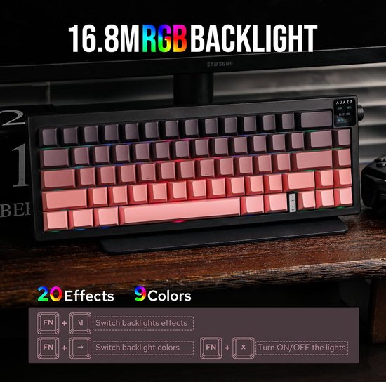Ajazz AK650 - Draadloos Gaming Toetsenbord - Mechanisch - Gasket - Hot Swap - Tri-mode - QWERTY - 66 Toetsen - Bramen