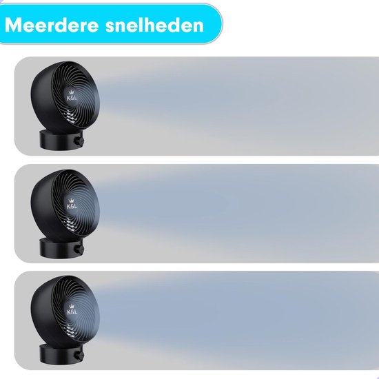 K&L Stille Ventilator - Tafelmodel - USB powered - Kantelbaar - Zwart