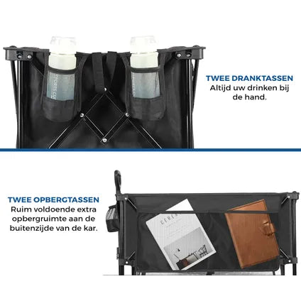 Aldorr Bolderkar XXL - Zwart - 400 Liter - Draagkracht 300 kg - All-Terrain Wielen met Rem - Opvouwbaar - 97 x 123 x 57 cm