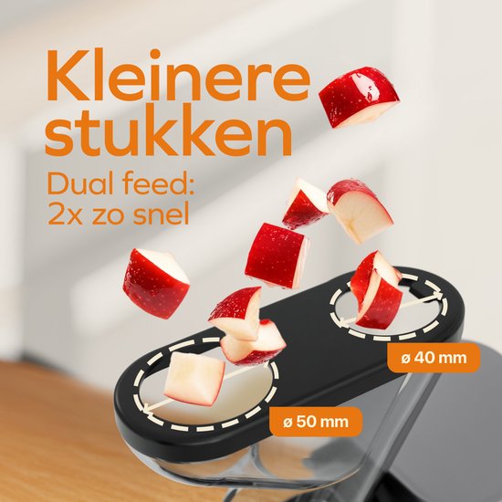 KitchenBrothers Slowjuicer - Mini Juicer - Groenten en Fruitpers - 40 mm en 50 mm invoer - 400 ml - Grijs