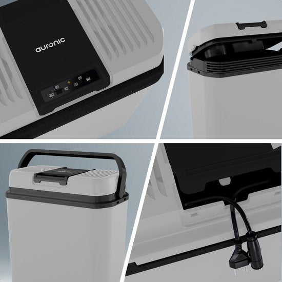 Auronic Koelbox Elektrisch 12V en 230 volt - 20L - Camping Koelkast - Auto - Koelen en Verwarmen - Frigobox - Lichtgrijs