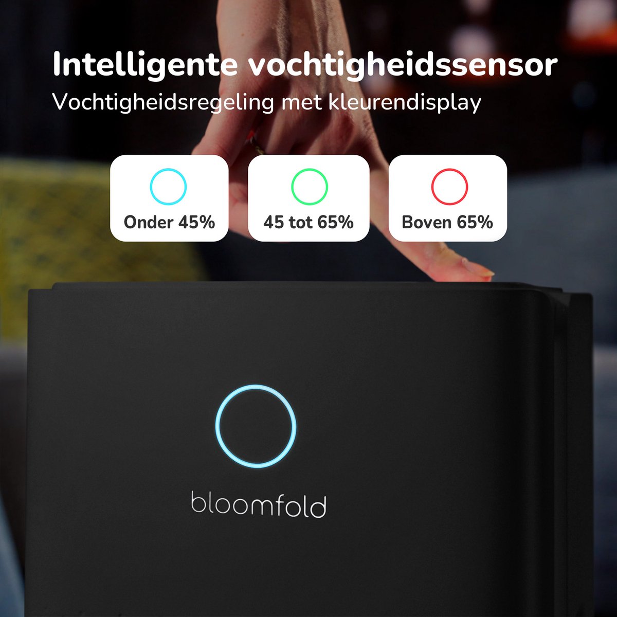 Bloomfold Luchtontvochtiger - 12L per Dag - Woonkamer, Slaapkamer, Kelder & Badkamer - Dehumidifier - Zwart
