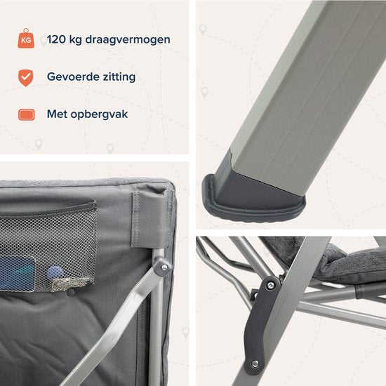 TRVLMORE Campingstoelen Luxe - Opvouwbaar - 2-Pack - 150KG Draagvermogen - Incl. Draagtas - Klapstoel - Kampeerstoel - Vouwstoel - Grijs