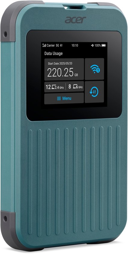 Acer Connect M4 - Draagbare Mifi Router - Mobiele Hotspot - 5G - WiFi 6 - Dual-band - SIM - eSIM - Virtuele SIM - inclusief 1 GB - tot 16 apparaten - ideaal voor onderweg of op de camping