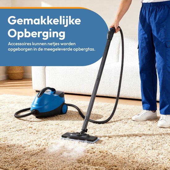 BOLLIT Stoomreiniger PRO 2000W – Handstomer en Tapijtreiniger – 20 Accessoires – 140°C Dieptereiniging – 3.5 Bar Stoomdruk – Reinigingsmachine - Voor Vloer, Bank, Badkamer & Tapijt - Stoomreiniger vloer