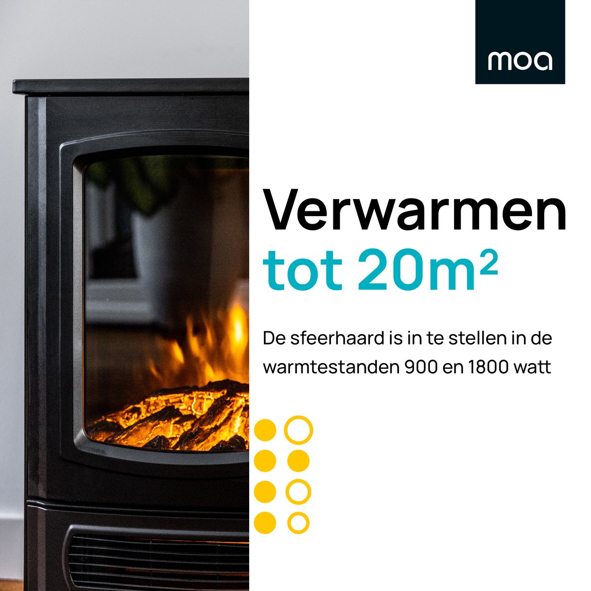 MOA Elektrische Sfeerhaard ES180 – Vrijstaand – 1800W – Realistisch Vlameffect – Openhaard – Zwart