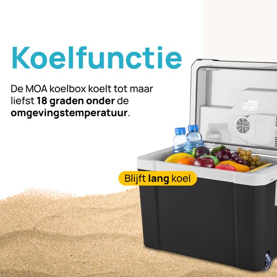 MOA Koelbox Elektrisch 12v 230 volt - 40L - Frigobox - Camping Koelkast - Auto en Camping - Koelen en Verwarmen - Zwart