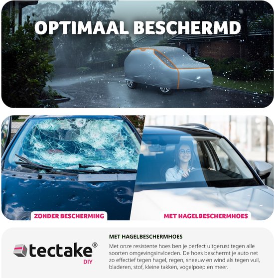 tectake® Auto beschermhoes hagelbescherming met schuimrubberen inzetstuk waterdicht ademend 571x 203x 120cm SUV / VAN Grijs