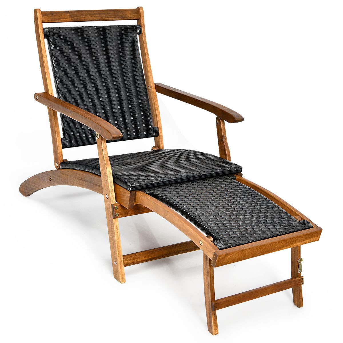 Coast Opklapbaar Tuinligbed - Ergonomische rugleuning - Uitschuifbare voetensteun - Gemengd bruin en roodbruin