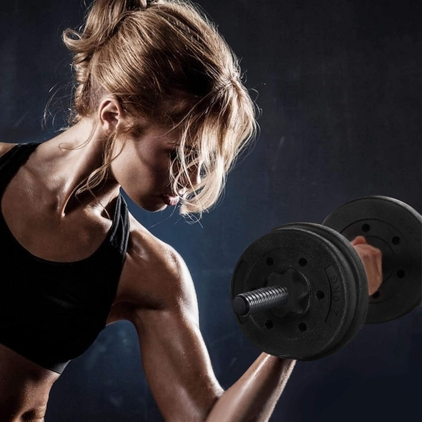 Yaheetech Set van 2 Dumbbells - 30 KG - Antislip Handgreep - Verstelbaar - Zwart