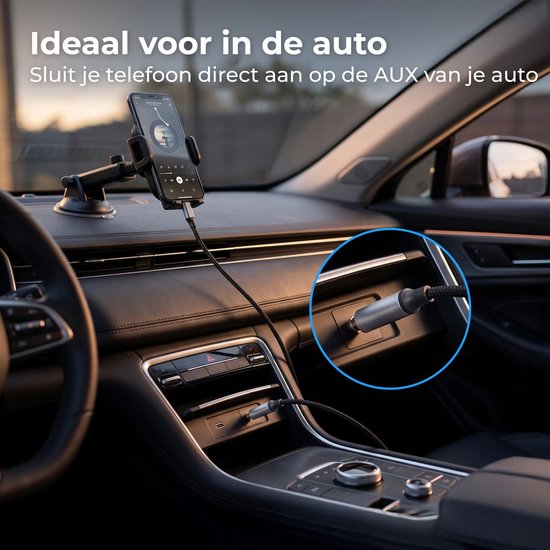Nuvance AUX naar USB C - AUX Kabel USB C - 1 Meter - USB C naar AUX - Gevlochten Nylon - USB C AUX - USB C naar Jack