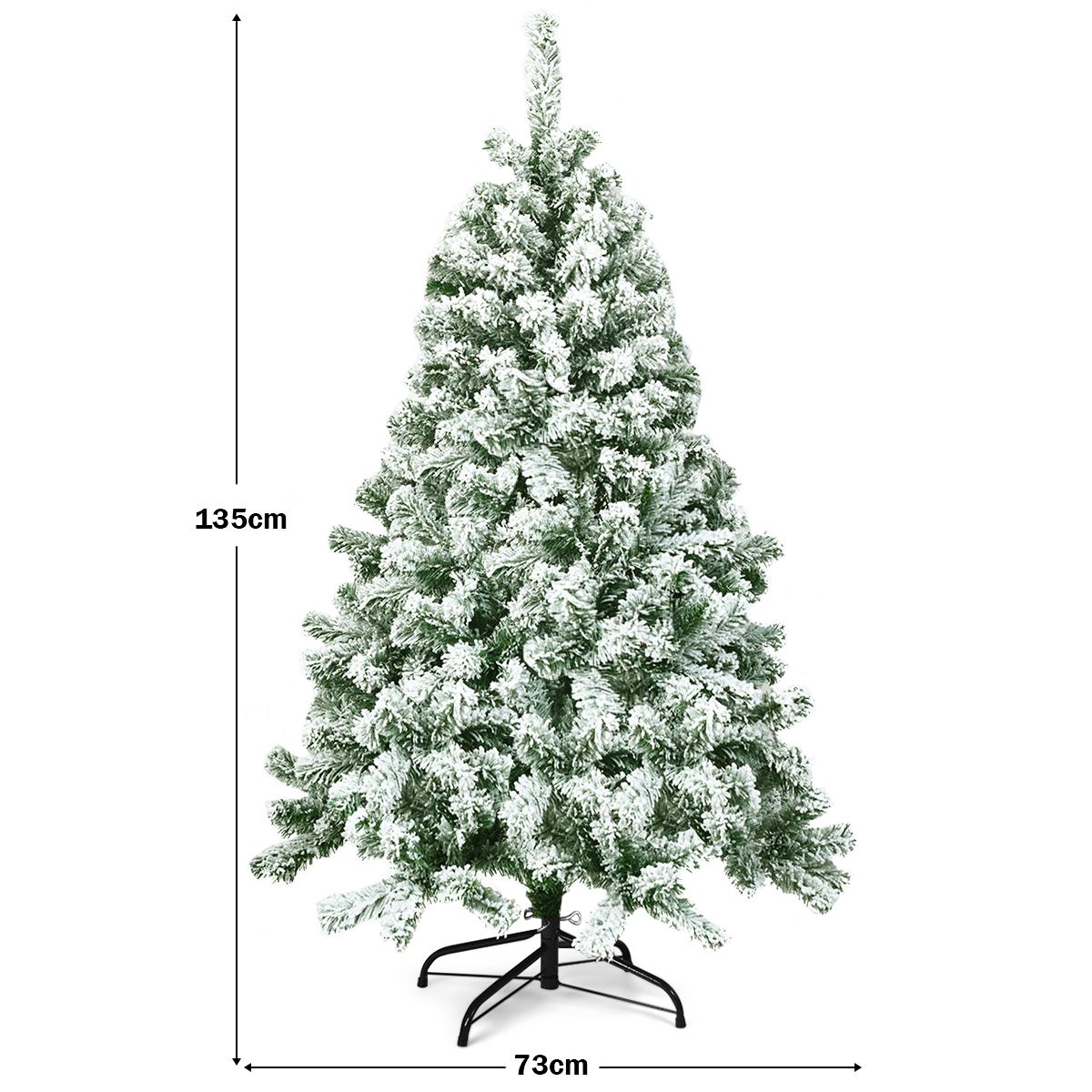 Coast Besneeuwde Kunstkerstboom Wit/Groen – 137 cm – Met 400 Takpunten en Opvouwbare Metalen Standaard