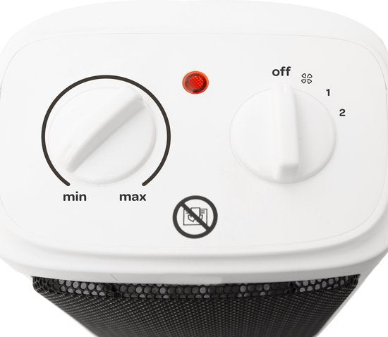 Inventum KC221W - Keramische elektrische kachel - Vrijstaand - Ventilatorstand - Tot 60 m3 - Wit/Zwart