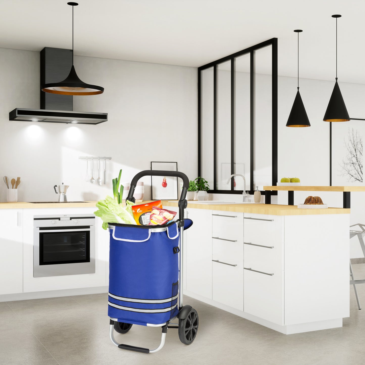 Monzana Winkelwagen blauw aluminium 35L 31x24x54cm