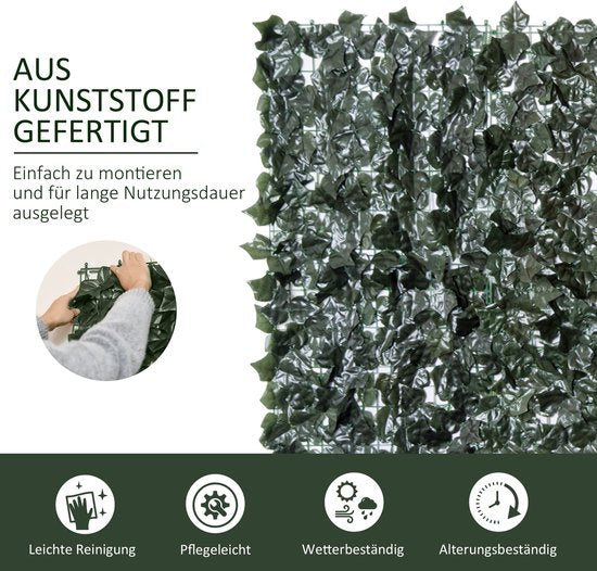 Outsunny kunsthaag - wasbaar - UV- en weerbestendig - donkergroen