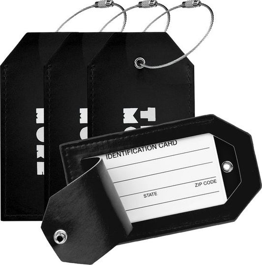 TRVLMORE Kofferlabel - Leer - Voor Koffers en Tassen - 4 Stuks - Zwart
