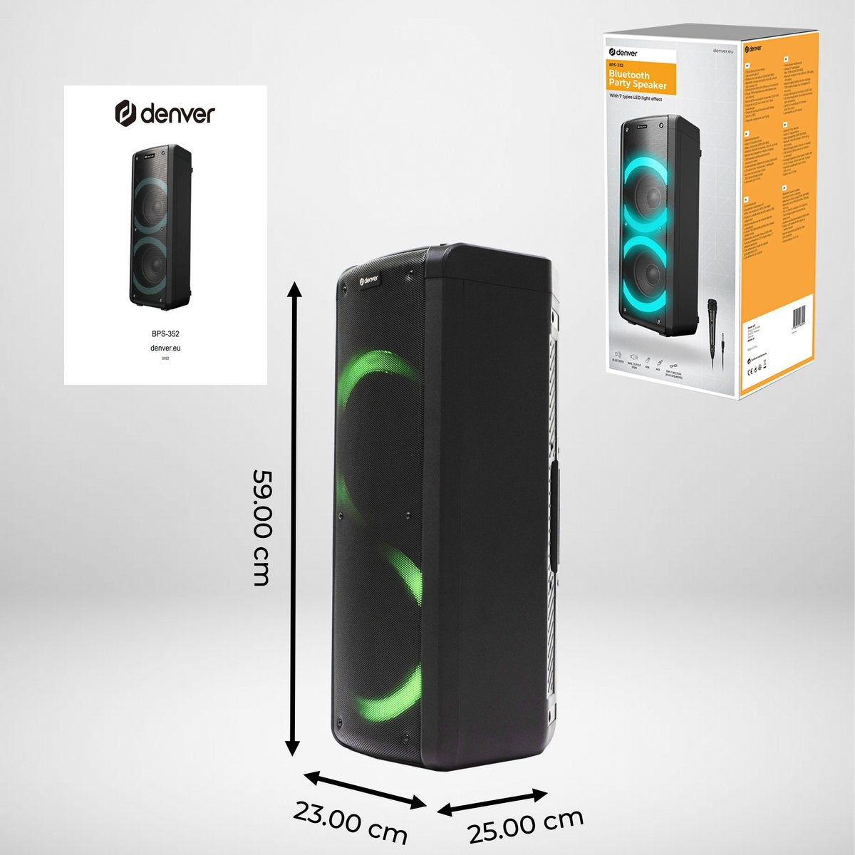 Denver Bluetooth Luidspreker Party Box Disco Verlichting BPS352 Zwart