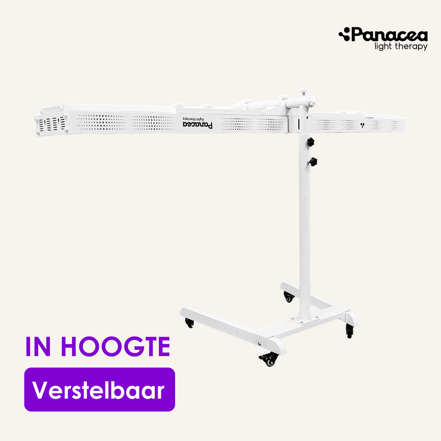 Panacea Light Therapy Verrijdbare Panel Stand – Verstelbare Hoogte tot 160 cm – Max. 20 kg – Metaal – Wit