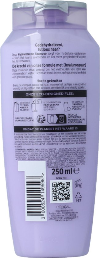 L'Oréal Paris Elvive Hydra Hyaluronic Shampoo - Intens Hydraterend voor Futloos & Droog Haar - 250 ml
