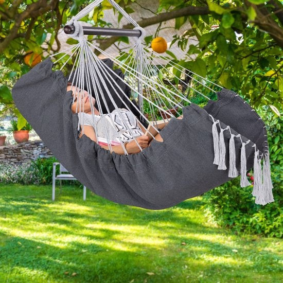 Detex Hangstoel Bohemian – Incl. Fleshouder/2 Kussens XL - Antraciet