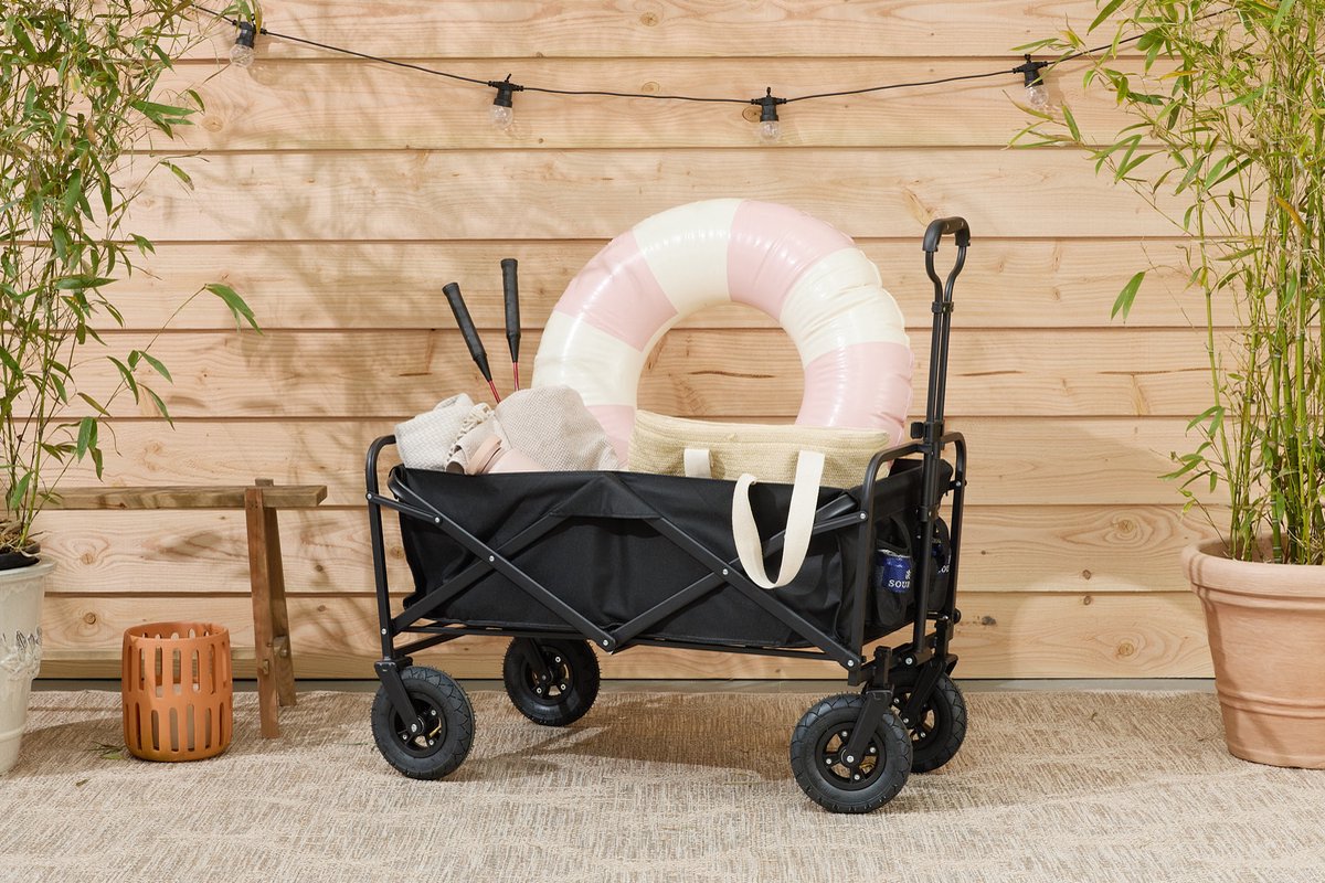 Lifa Garden Bolderkar - Opvouwbaar - Luchtbanden - Max laadvermogen 80 KG - 100x57x99cm - Zwart