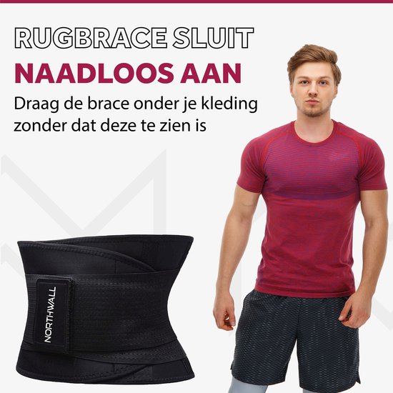 Northwall® Rugbrace voor Onderrug - Rug Corrector voor Onmiddelijke Pijnbestrijding, Rugondersteuning & Draagcomfort - Postuur Corrector - Rugband Zwart XXL (Taille: 121 - 140 cm)