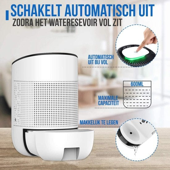 Strex Luchtontvochtiger – Stil & Compact – 600 ml/dag – Voor Huis, Slaapkamer & Kantoor - Wit