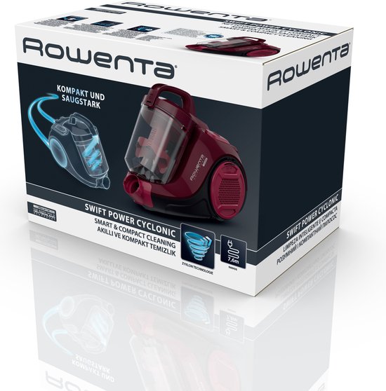 Rowenta Swift Power Cyclonic - Compacte stofzuiger zonder zak - 900W - Bordeaux Rood