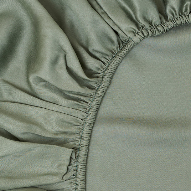 Sjumo – Tencel Sateen Hoeslaken – 90x200 cm – Sage Green Tencel & Katoen-Satijn – Hoogwaardige Glans & Zijdezacht – Antiallergisch & Ademend – Luxe Hotelkwaliteit Comfort