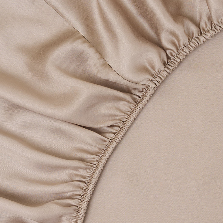 Sjumo – Tencel Sateen Splittopper Hoeslaken – 200x210 cm – Honey Glow Tencel & Katoen-Satijn – Hoogwaardige Glans & Zijdezacht – Antiallergisch & Ademend – Voor Verstelbare Bedden