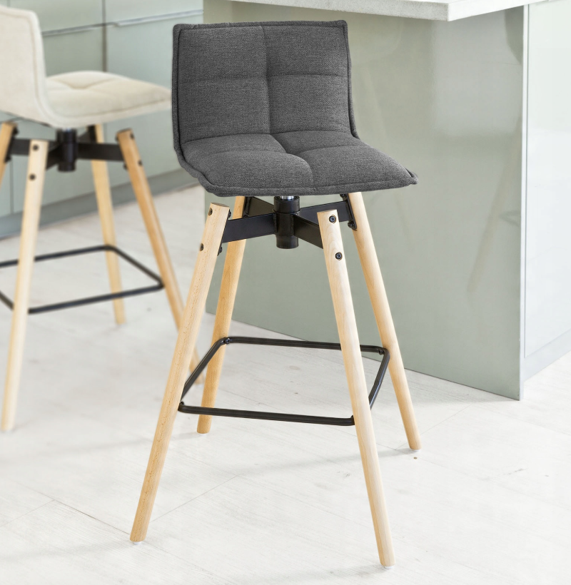 SoBuy Barkruk FST45-DG - 360 Graden Draaibaar - 48 x 48 x 97 cm - Donkergrijs