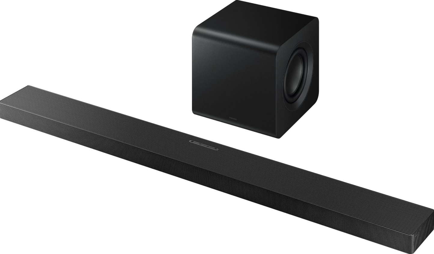 Samsung - Q-Series Soundbar & Draadloze Subwoofer - HW-QS700F - Cinematic Dolby Atmos - Q-Symphony & SpaceFit Sound - Zwart Metaal & Kunststof