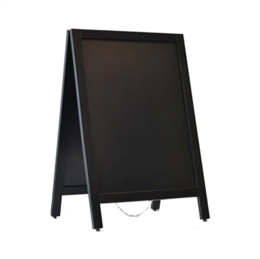 Krijtstoepbord Zwart 55 x 85 cm dennen houten omlijsting - dubbelzijdig reclamebord