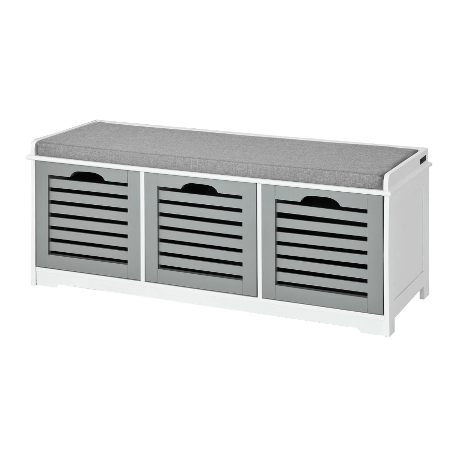 SoBuy FSR23-HG Moderne Schoenenbank - 3 Manden - 35 x 105 x 43 cm - Wit/Grijs