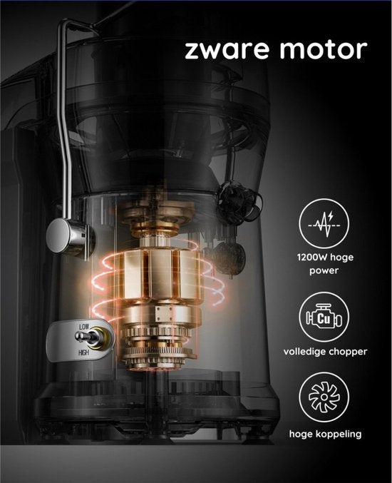 Safecourt Keuken Sapcentrifuge - Juicer voor Groenten & Fruit - Grote Vulopening - 3 snelheden - 800 Watt