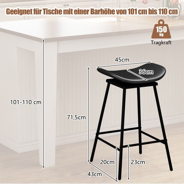 Coast Draaibare Barkrukken – Set van 2 – 43 x 45 x 71,5 cm – Bruin en Zwart
