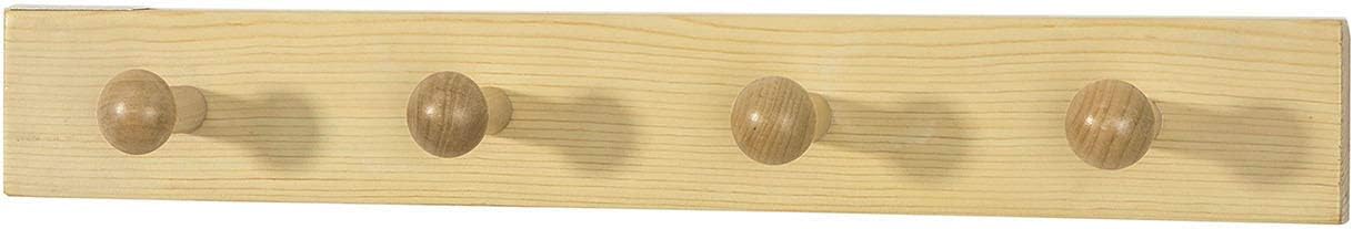SoBuy Wandkapstok - 50 x 7 x 7 cm - Natuurlijk Hout - 4 Haken