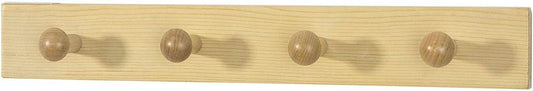 SoBuy Wandkapstok - 50 x 7 x 7 cm - Natuurlijk Hout - 4 Haken