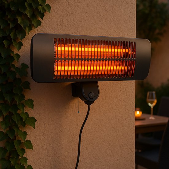alpina Infrarood Verwarming Hangend - Terras Heater 2000W 3 Warmtestanden - Spatwaterdichte Terrasheater IP34 met Infrarood Paneel - Terrasverwarmer