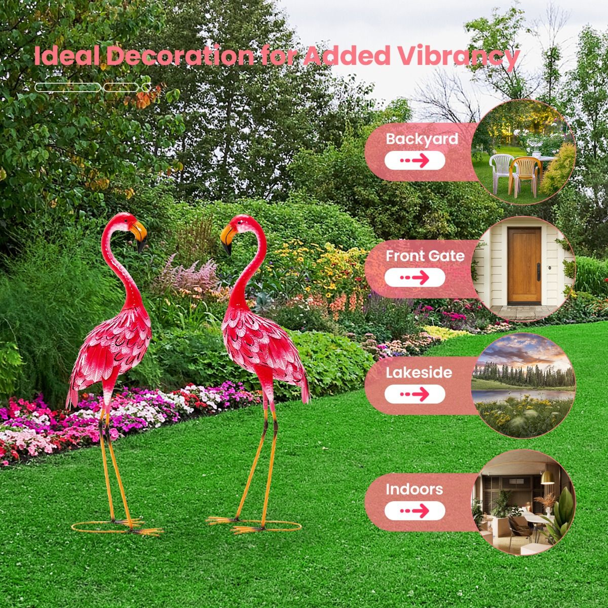 Coast Flamingo tuinbeelden - Set van 2 - Metaal - Roze
