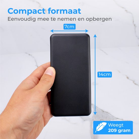 Nuvance - Powerbank 10000 mAh - Snellader - Compact Design - 2x USB, USB-C & Micro USB - Universele Powerbanks voor Smartphones, Tablets & Gadgets - Externe Batterij - Zwart
