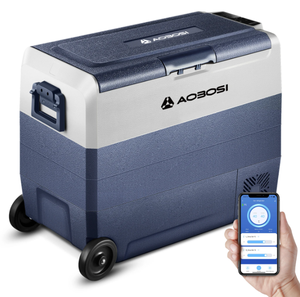 AAOBOSI 60L Compressor Koelbox Dual Zone - App-bediening - 12/24V & 230V - Zwart