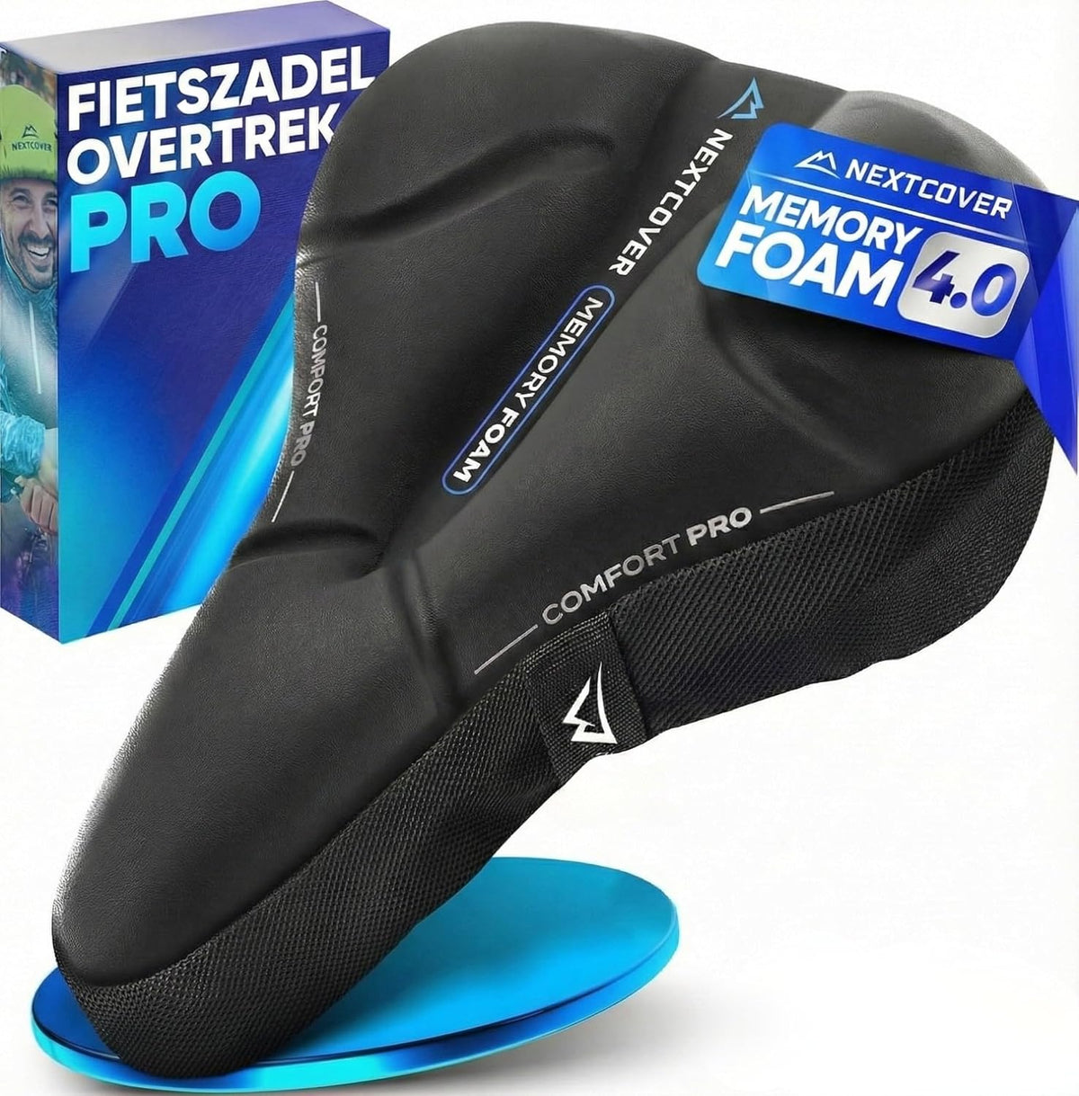 Nextcover fietszadelhoes met Memory Foam 4.0 en ergonomisch gelkussen – universele, comfortabele zadelhoes voor dames en heren trekkingfiets