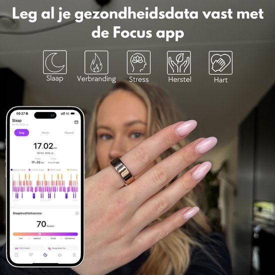 Focus® S2 Smart Ring - Zwart - Maat 12 - AI Coach - Hartslag - Menstruatiecyclus - Slaap Monitor - Herstelscore - Slimme Ring - Sport Prestatie - Stappenteller -IP68 Waterdicht - O2 Meting - Dames - Heren - Wearables - Oplaad Case - beschermring