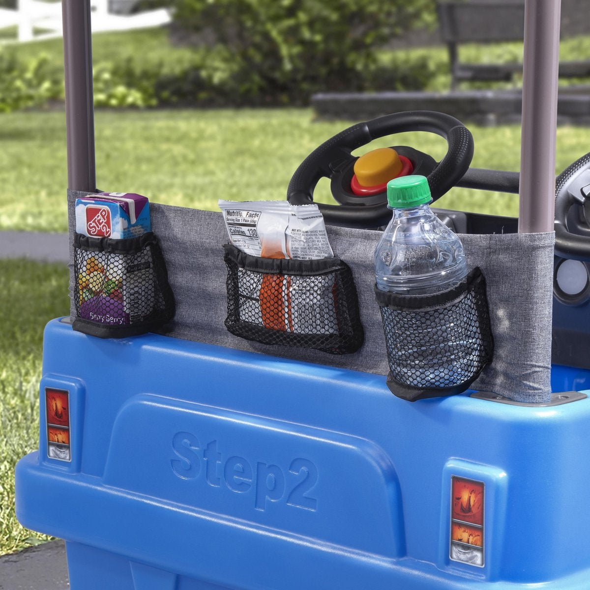 Step2 looppauto Side-By-Side Push Around SUV in Blauw - Duwauto voor 2 kinderen - Luifel voor schaduw - Loopauto met duwstang & luifel - Voor kinderen vanaf 2 jaar