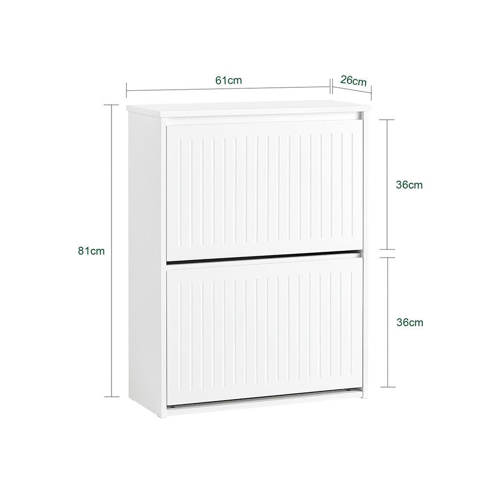 SoBuy Schoenenkast FSR165-K-W - 2 Kleppen - 26 x 61 x 81 cm - Wit