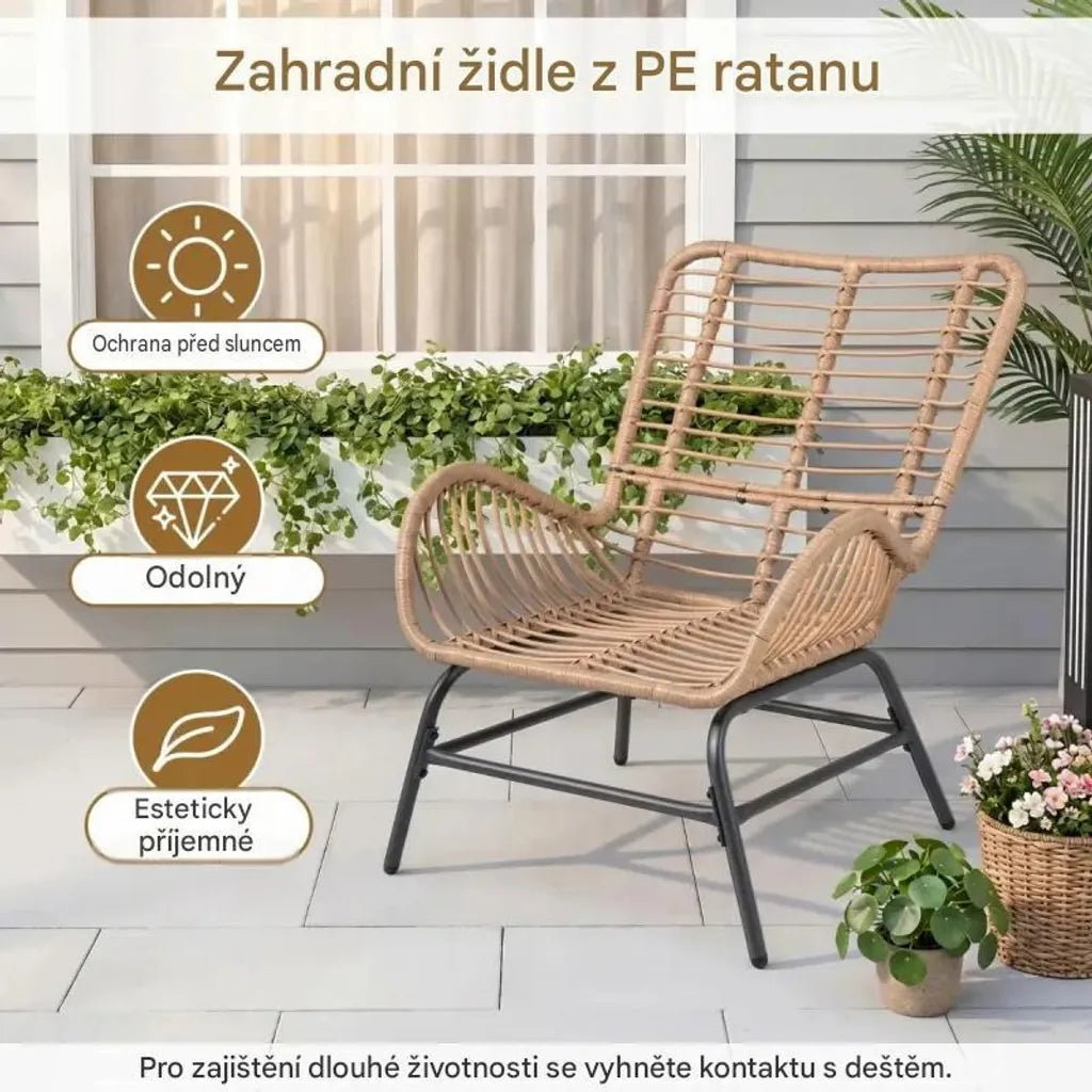 Coast Rotan Tuinstoel 84 x 70 x 88 cm - PE Rattan - Kussen - Bruin